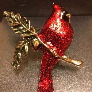 Macy's Holiday Lane Christmas pin Red Cardinal